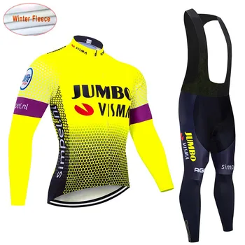

Fluorescent yellow LOTTO TEAM winter thermal fleece Cycling JERSEY Bike Pants set mens Ropa Ciclismo 9D bicycling Maillot