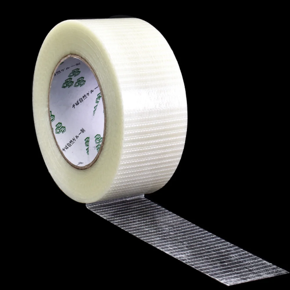 

25M/Roll Strong Transparent Glass Fiber Grid Tape Strapping Packaging Mold Home Appliance Bundled Fixed Adhesive Tape