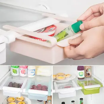 

Kitchen Fridge Freezer Slide Drawer Type Space Saver Storage Rack Bins Storage Holder Boxes Organizer Organizer Shelf J8N8