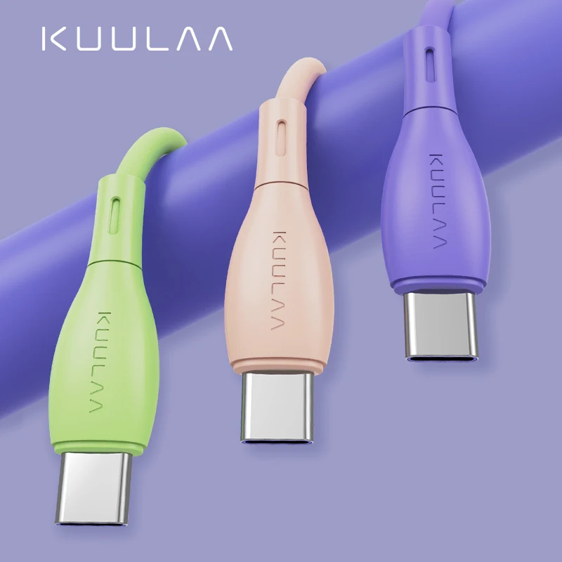 KUULAA Cable USB tipo C de silicona líquida para Samsung S10 S9 QC3.0 Cable de carga rápida tipo C para Xiaomi Huawei USB C Cable cargador|Cables para teléfonos móviles| - AliExpress