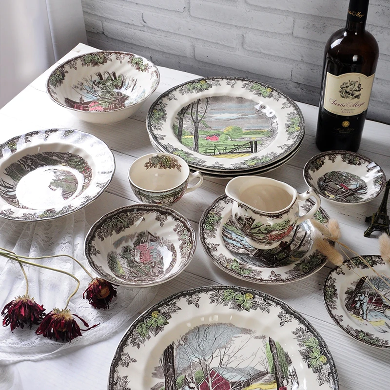 British European pastoral Nordic ceramic western tableware steak plate dinner plate dinner household serving platter