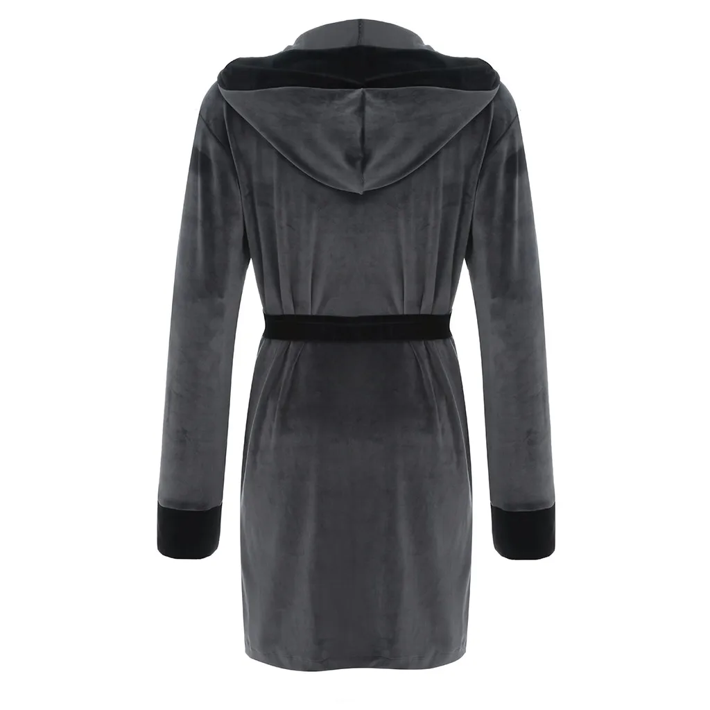 hooded Bathrobe men robe sleepwear Plush winter Lengthened Patchwork Long Sleeve Robe badjas d90914