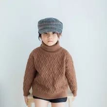 Детские осенние вязаные свитеры, пуловеры с высоким воротником для маленьких мальчиков и девочек, детский Рождественский свитер