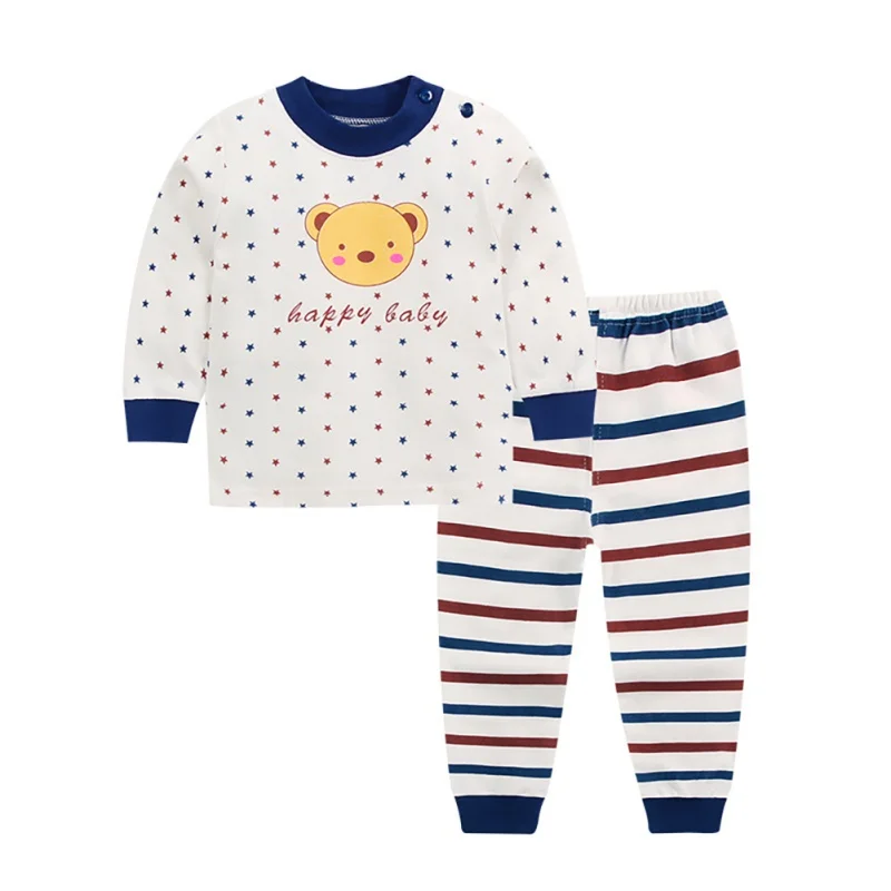Осенний комплект одежды с рисунком для маленьких мальчиков и девочек, блузка с длинными рукавами, Топы+ штаны, одежда для сна, пижама