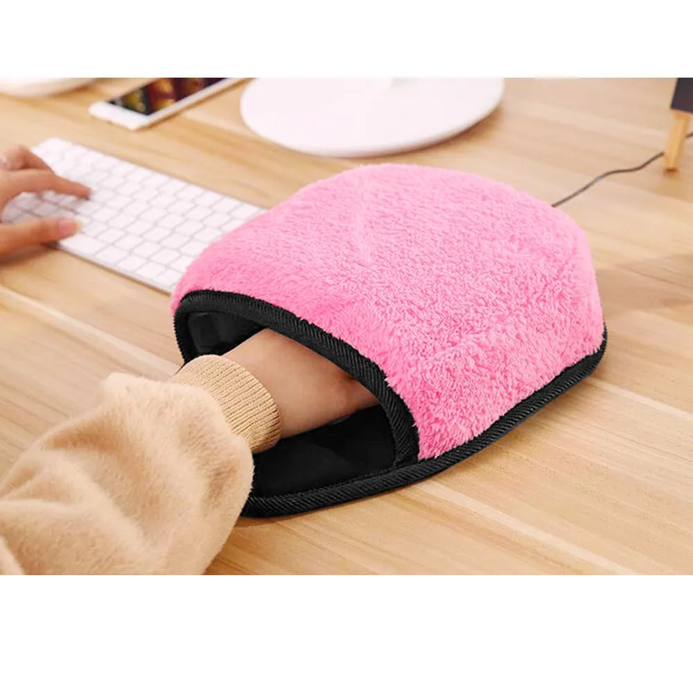 USB нагревательный зимний теплый коврик для мыши Толстая плюшевая грелка для рук коврик для мыши с подогревом порт с защитой запястья розовый офисные аксессуары# J8 - Цвет: Розовый