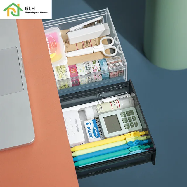 Önbot Ceruza Tálca Asztal Alatt Fiókos Szervező Tároló Doboz Önfagás Rejtett Irodai Irodaszer - Image 6