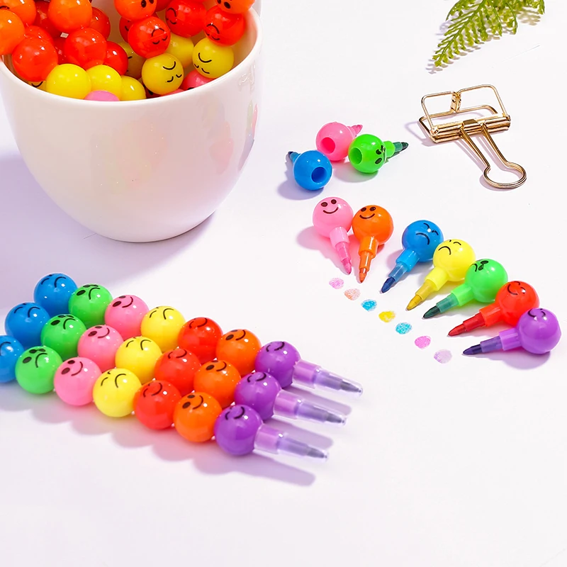 Colored Crayons 1pcs 7 Color Crayons Art Supplies for Kids Pastel Pen Drawing Set Stationery Smiley Face Crayons Kawaii Pencil School Supplies
