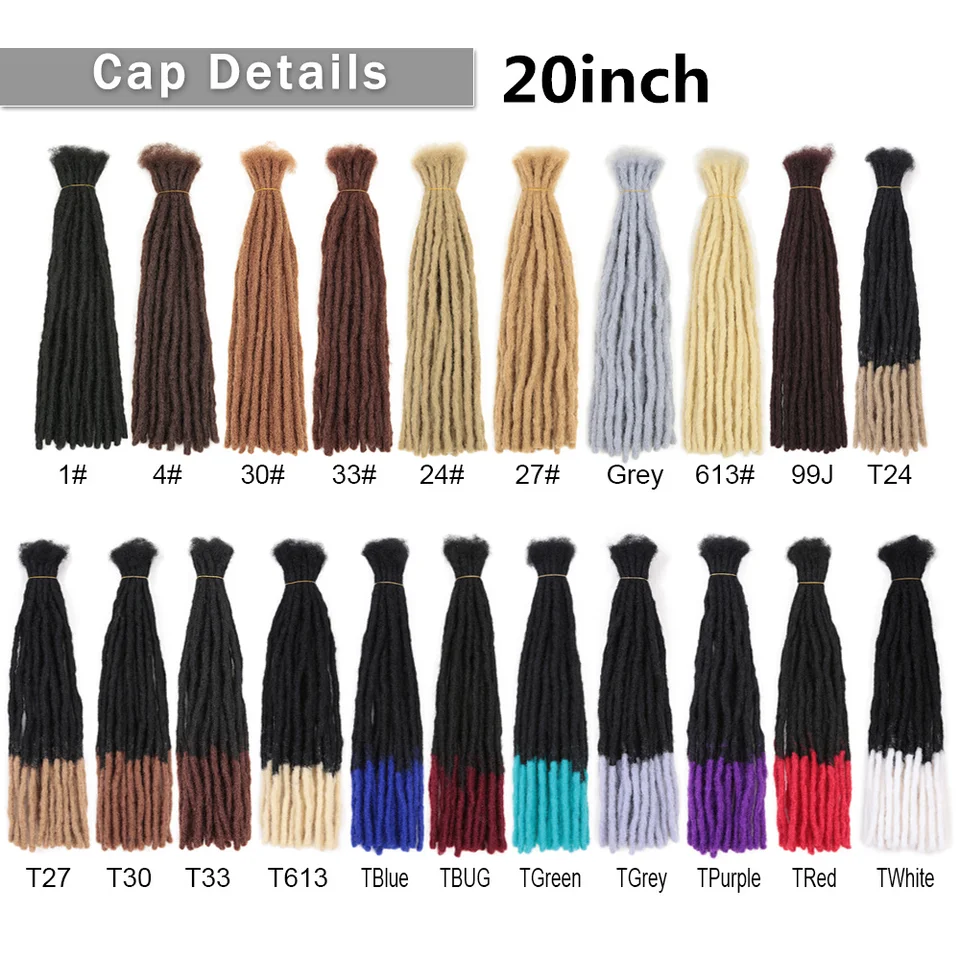 手作りの合成ドレッドヘアエクステンション,10〜20インチ,黒人女性と