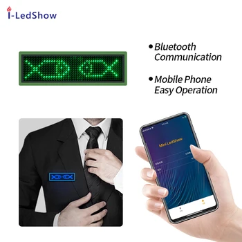 

Bluetooth LED name Badge Rechargeable Led Name Tag 12*48 Scrolling message with magnet and pin for party event meeting