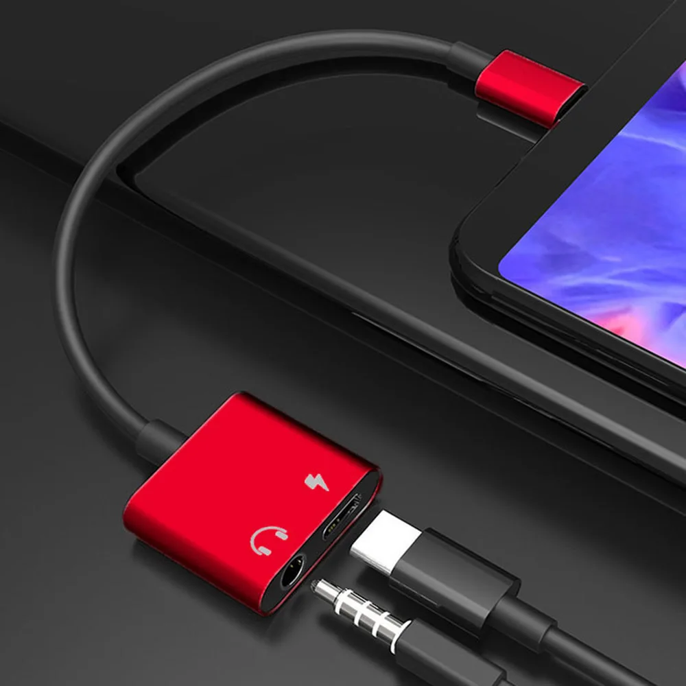 Красный Olhveitra Тип C 3,5 мм адаптер для наушников зарядное устройство для samsung Xiaomi OnePlus разъем ключ аудио разветвитель AUX Зарядка адаптер - Цвет: Красный