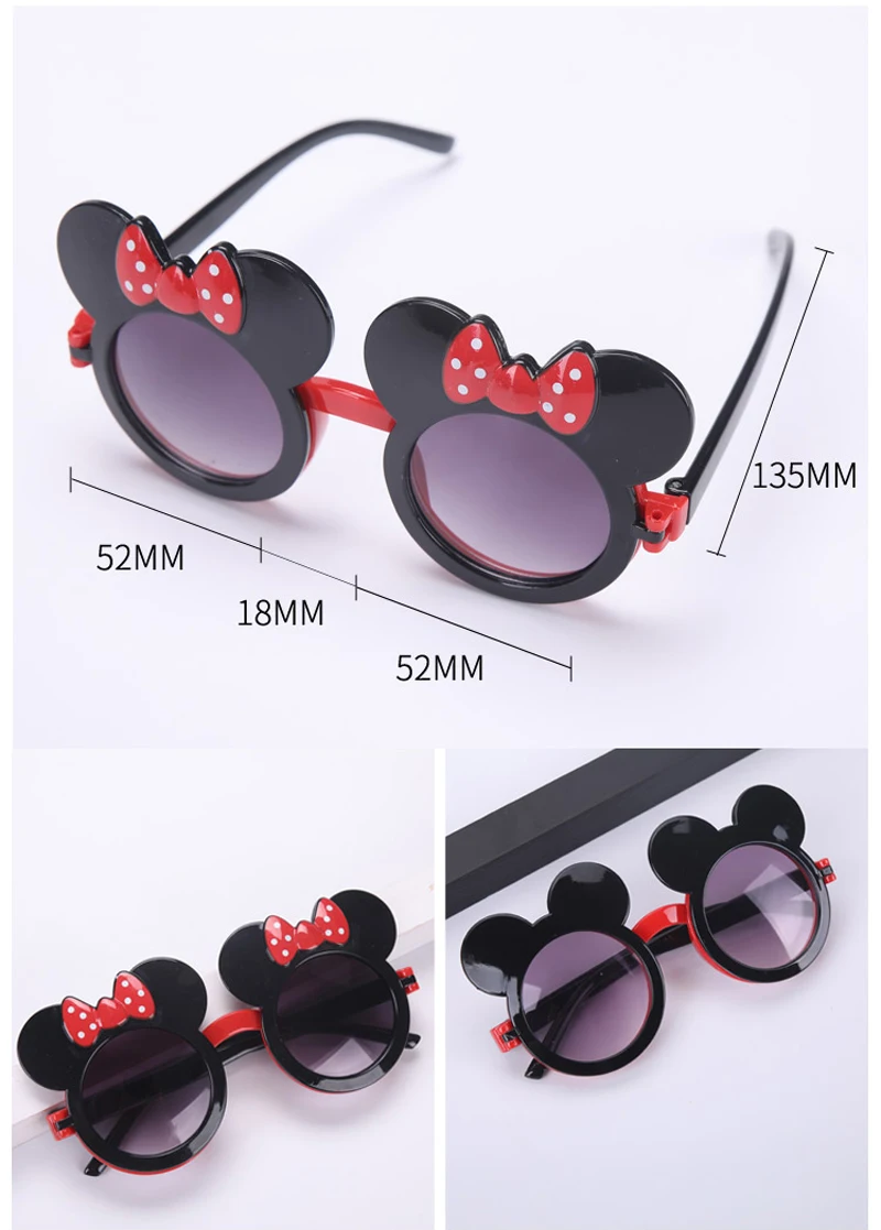 De dibujos animados Mickey Minnie bebé gafas de sol de la cubierta a prueba de rayos ultravioleta Glasse sombreado espejo para bebé juguete foto Prop accesorios para muñecas