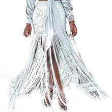 Элегантные женские сексуальные юбки с блестками и кисточками, Женская Блестящая бандажная одежда, вечерние юбки с высокой талией и бахромой, наряд для фестиваля, Клубная одежда