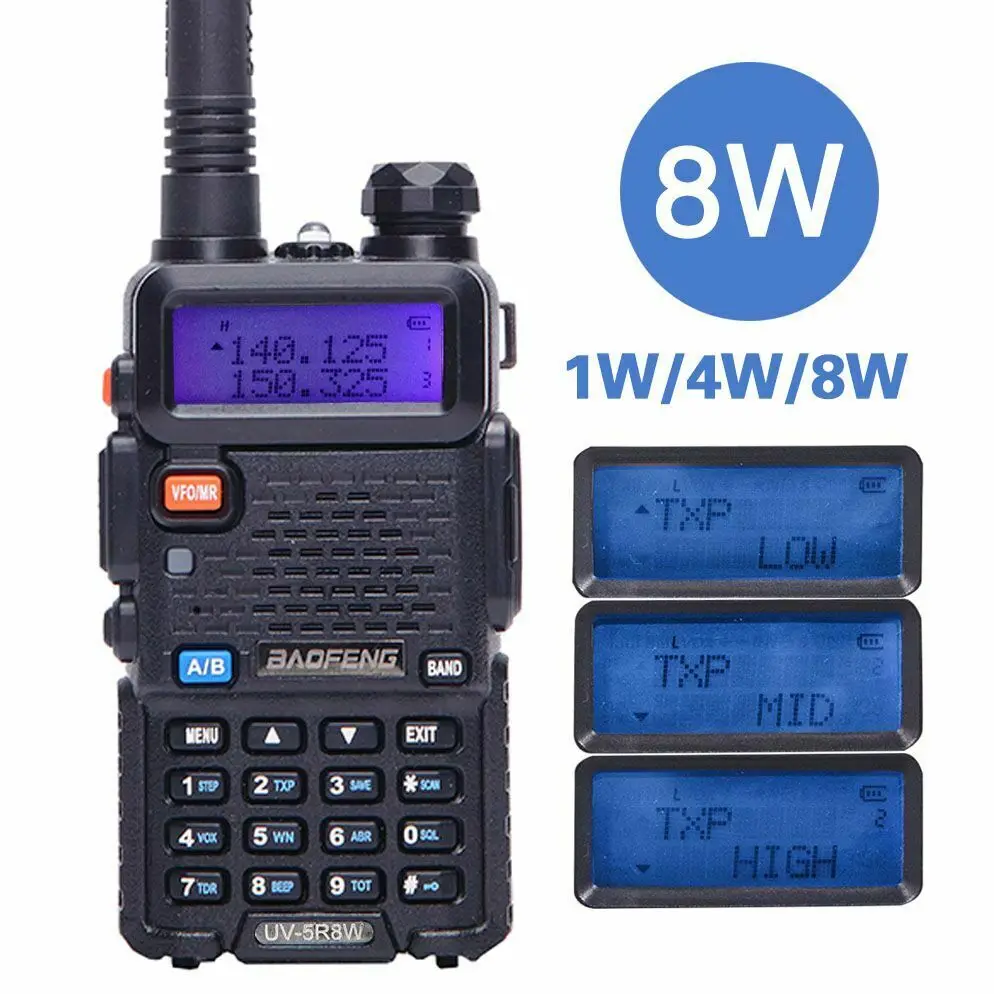 Baofeng 5R 5R8W Высокая мощность 8 Вт UV Walkie Talkie Tri Power 1800 мАч/2000 мАч/3800 мАч Ham Radio|Рации| |