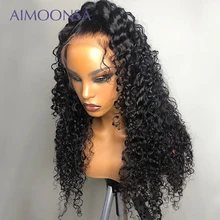 Глубокие кудрявые бразильские волосы 250 высокая плотность кружева передние парики для женщин с волосами младенца 13x6 парик фронта шнурка Preplucked Aimoonsa Remy