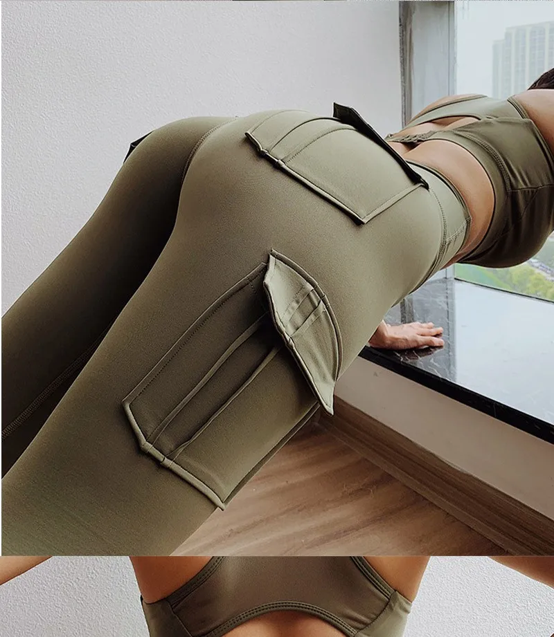 Sexy Pocket Fitness Leggings High Waist Running Leggings Women Gym Workout Legging Push Up Women Pants Buttocks high waisted leggings