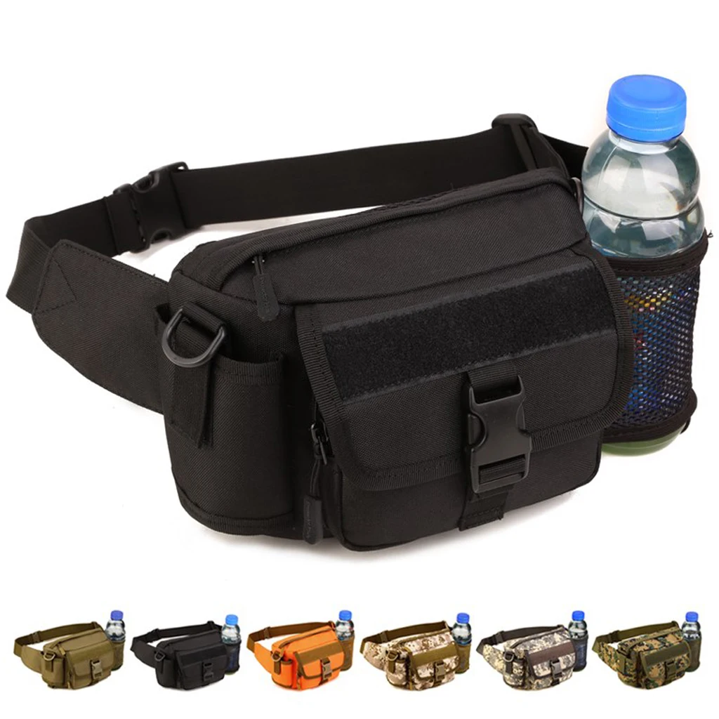Tactical Outdoor Hiking Travel Water Bottle Belt Fanny Pack Waist Bag Bum Pouch for Camping Hiking Mountaineering Cycling Travel