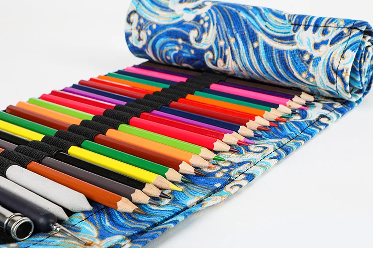 Japanese Ukiyo-e Style Pencil Cases Pencil Case Roll for Art Brushes Ukiyoe Pencil Case for School Estuches Escolares Cute Case
