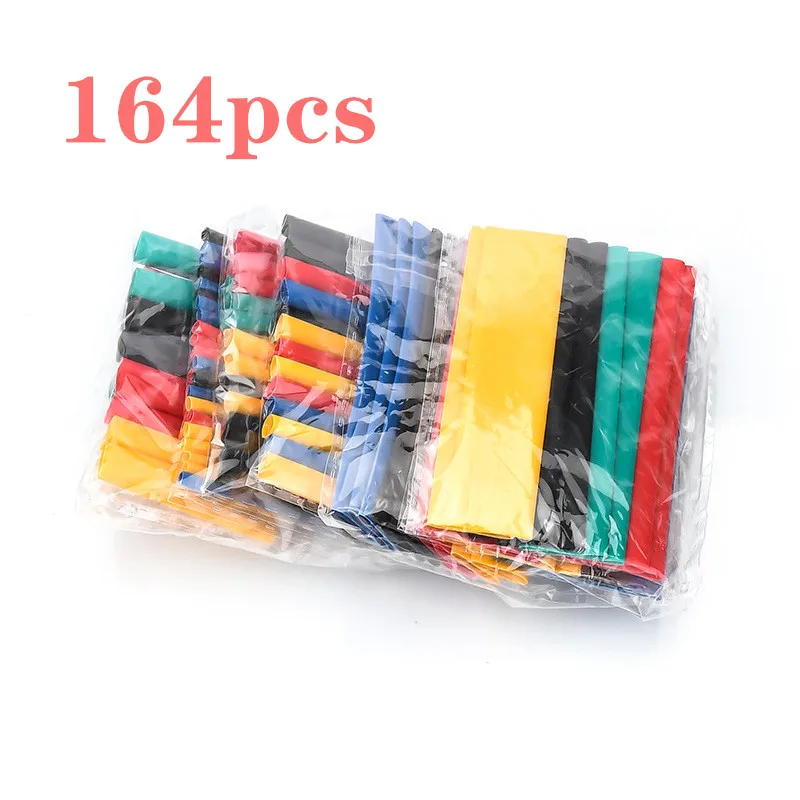 Juego de tubos de aislamiento de poliolefina, surtido de encogimiento de calor, Cable de tubo retráctil, 164 Uds./328 Uds.