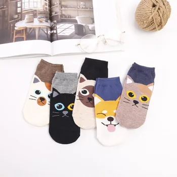 

Japanese Ankle Socks Happy Women Cotton Woman Sox Cat Colorful Thin Sock Creative Ladies Spring Summer Trendy Lady Calcetines