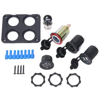 

12V Car Dual Cigarette Lighter Socket Vehicle Mobile Phone Charger Car Smoke Detector Voltmeter Digital Display