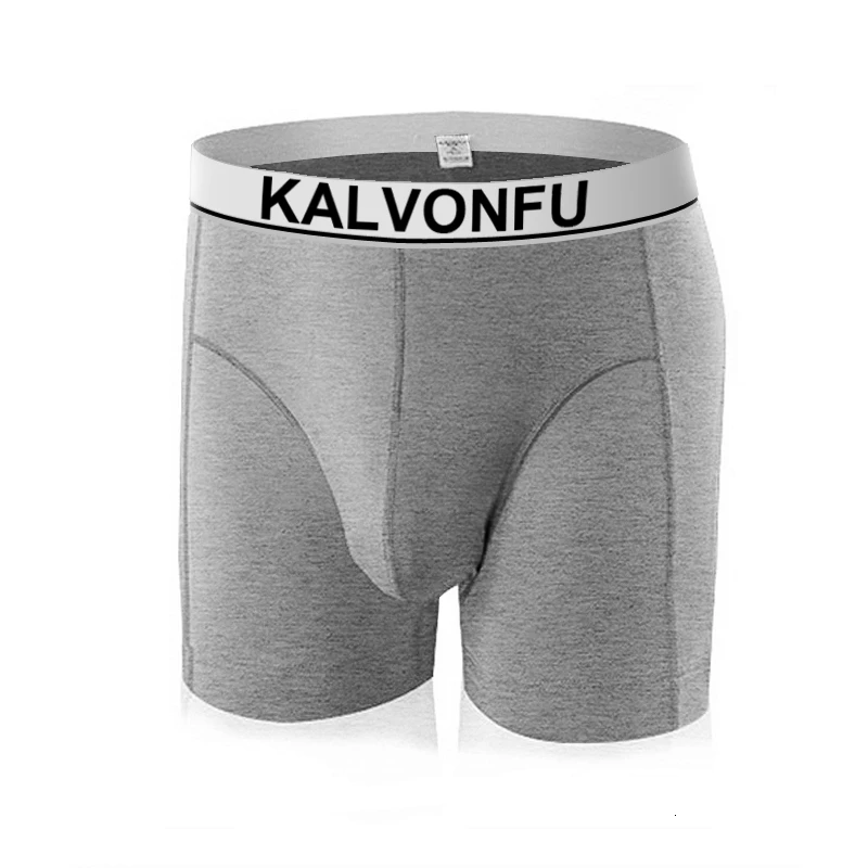 Men Soft Underwear Modal Long Boxer Shorts Panties Man Boxers Plus Size Short Male Elastic Underpants Comfortable Underwear 5159 - Цвет: GRAY