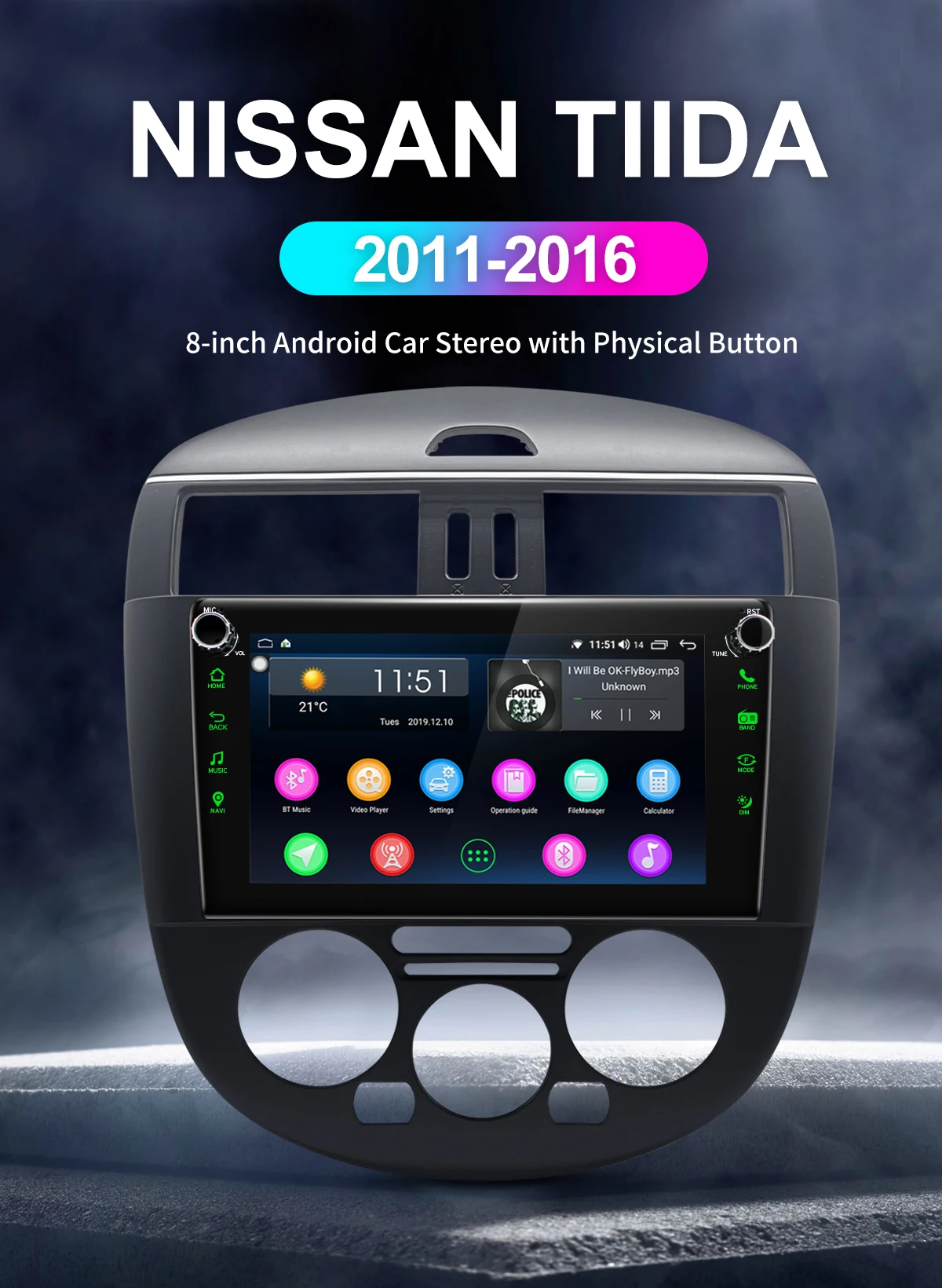 Android автомобильный стерео 8 ''сенсорный экран для Nissan Tiida 2011 2012 2013 Автомобильный Радио gps мультимедийный плеер головное устройство USB Bluetooth