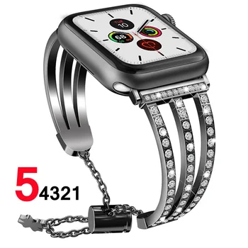 

Diamond strap for Apple watch band series 5 4 3 2 40mm 44mm 38mm 42mm stainless steel correa iWatch bracelet watch Accessories