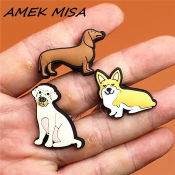 원래 구두 버클 액세서리 소설 귀여운 래브라도 Corgi 닥스 훈트 신발 장식 Jibz for Croc Charms Bracelets Kids Gifts