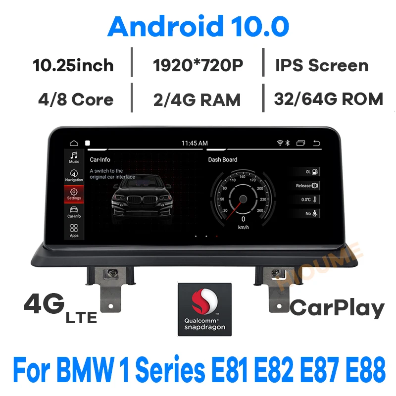 Автомобильный мультимедийный плеер 10 25 дюйма Android GPS навигация Радио для BMW 1 серии
