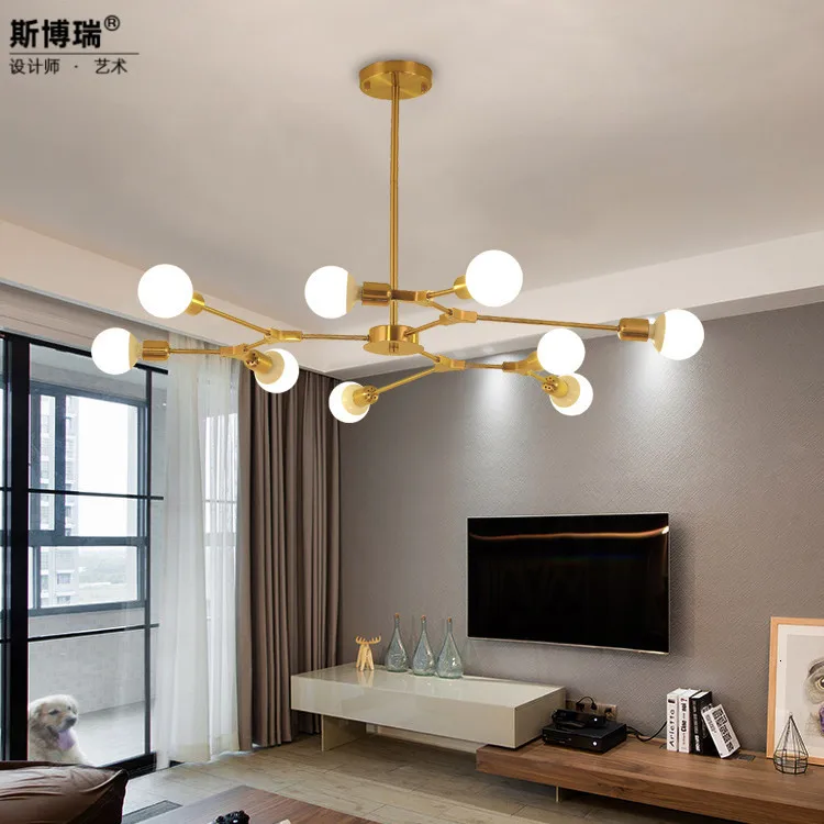 

Northern Europe Concise Golden A Living Room A Chandelier Branch Lamp Modern Designer Bedroom Restaurant Geometry Molecule