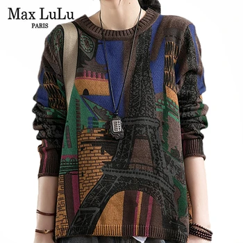 

Max LuLu 2019 Winter Knitwear Fashion Korean Jumpers Ladies Clothes Womens Printed Cotton Knitted Sweaters Casual Warm Pullovers