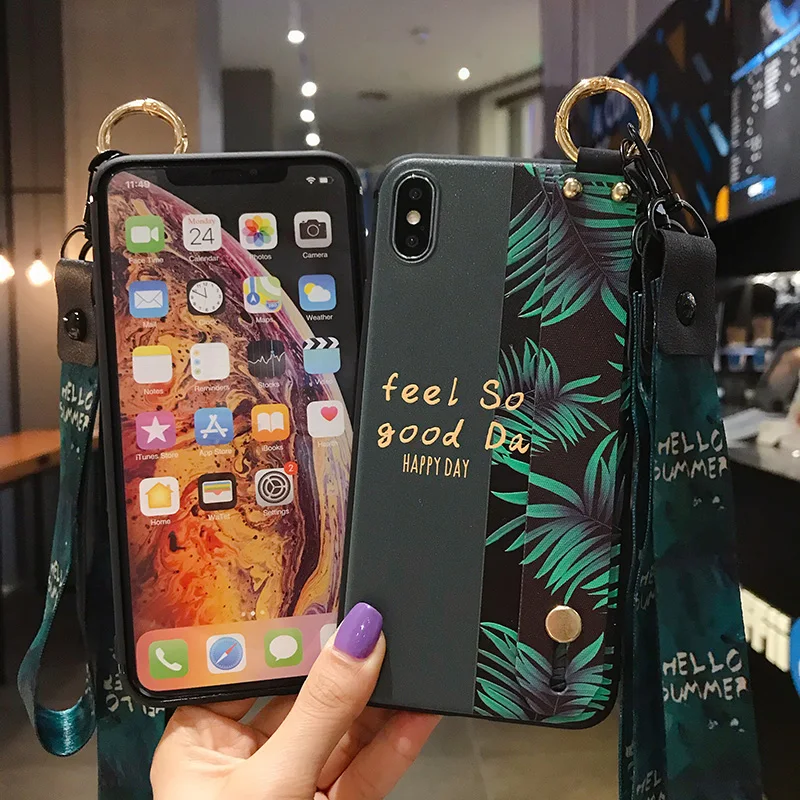 Fashion Plaid Style Wrist Strap Phone Case For iPhone X XR XS 6 6s 7 8 Plus 11 For iPhone 13 12 Pro Max 12mini SE with Lanyard best case for iphone 13 pro max