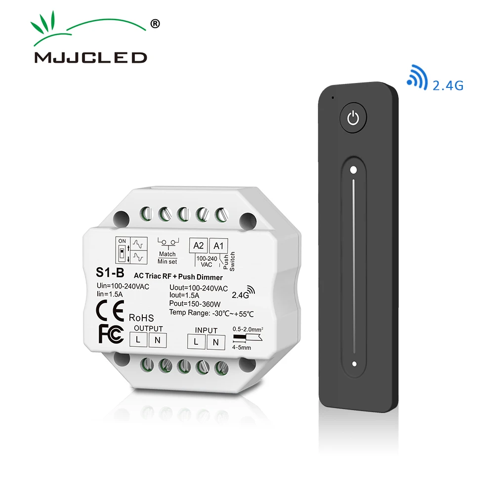 LED Dimmer 220V 2.4G RF Remote Triac Dimmer AC 230V Dimer Smart WIFI Push Switch Controller for LED Bulb Light Lamp S1-B led dimmer 220v 110v 230v ac triac dimmer 2 4g wireless rf remote control smart wifi s1 b push switch dimmer for led lamp 220v