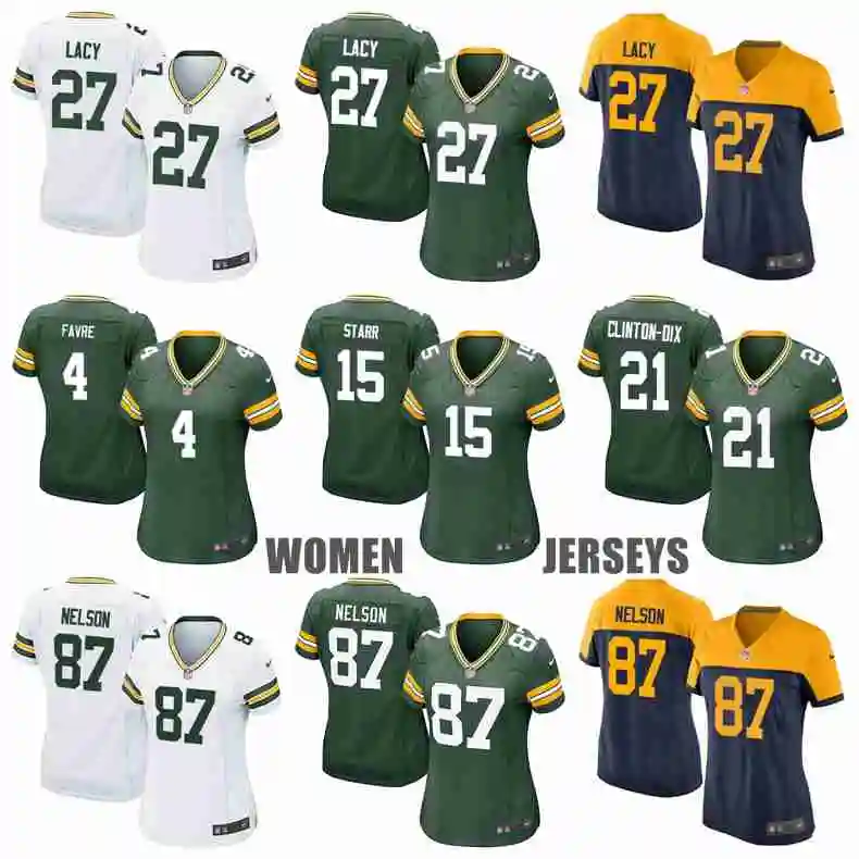 Грин Бэй Клэй Matthews Eddie Lacy Ha Clinton-Dix Барт Старр Аарон Роджерс Бретт Favre Randall Cobb для женщин Джерси