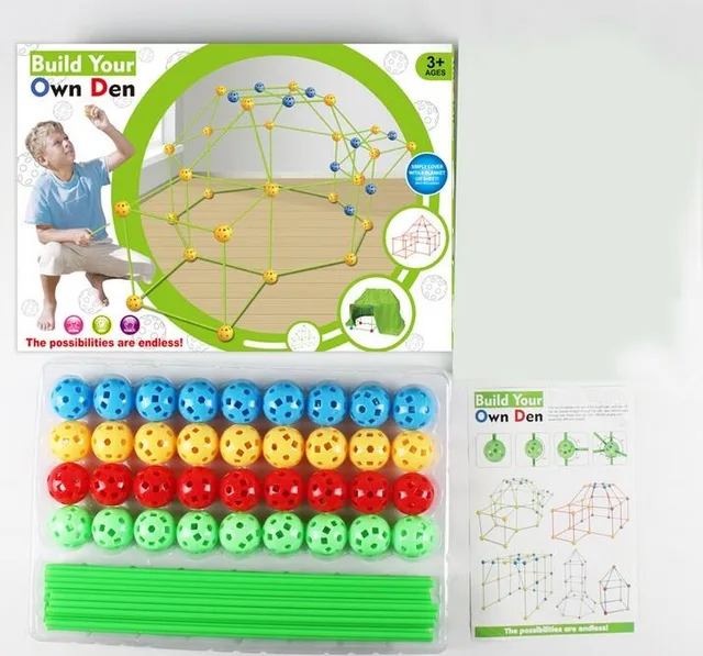 Construction Fort Building Block Kit DIY Multicolor 3D Castles Tunnels Tents Toy Set for Children Girls Boys Build Your Own Den 1