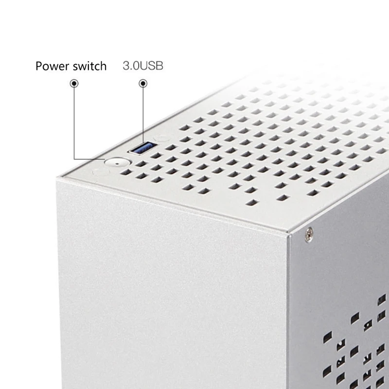 Mini-ITX Aluminum Desktop Chassis with PCIe 3.0 Riser Cable Home Theater Personal Computer HTPC Case USB3.0 Enclosure