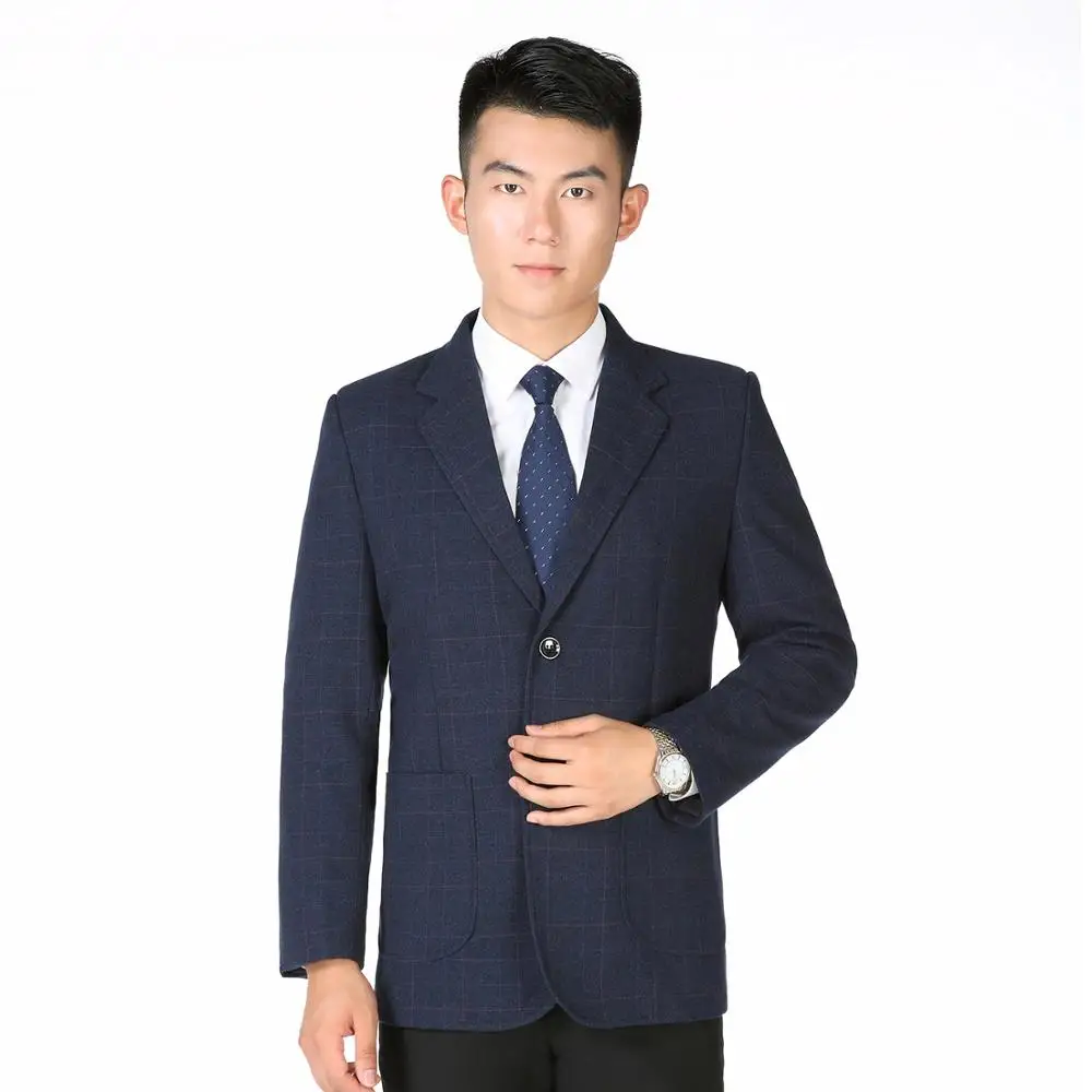 Men Smart Casual Blazers Black Grey Blue Dark Plaid Pattern Jacket Suits Male Business Office Outfits Autumn Spring Garment Wear