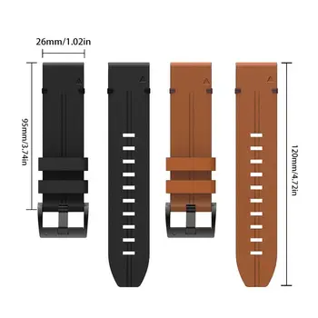 

Genuine Leather Watchband Quick Release Wrist Strap for Gar-min Fenix 6X/5X Plus