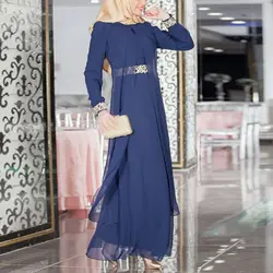 Женское платье мусульманское осеннее макси на Среднем Востоке модное женское коктейльное с длинным рукавом