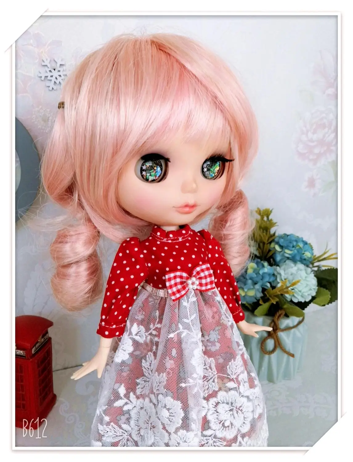 Кукла 1/6 кружевное платье Blyth одежда(подходит для blyth, azone, ob24, Lai, mmk, ICY, кукла 1/6 - Цвет: red dress