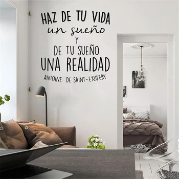 

Spanish Inspirational Quotes Vinyl Wall Sticker Life Dreams Art Removable Decals For Spanish Home Decoration