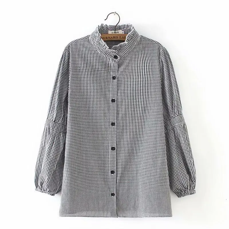 

Plus size lanterns sleeve backpacks collar women's blouse 2019 spring NEW random ladies cotton loose shirts women's reviews