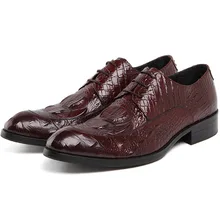 New Men Dress Shoes Genuine Leather Men's Handmade Business Shoes Wedding Shoes Crocodile Pattern Male Leisure Shoes