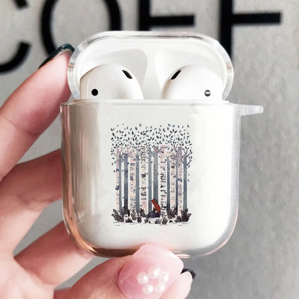 Funny Fox in the birches printed TPU Case For AirPods 1 2 Wireless Bluetooth Air Pods Earphone Accessories Charging Box | Электроника