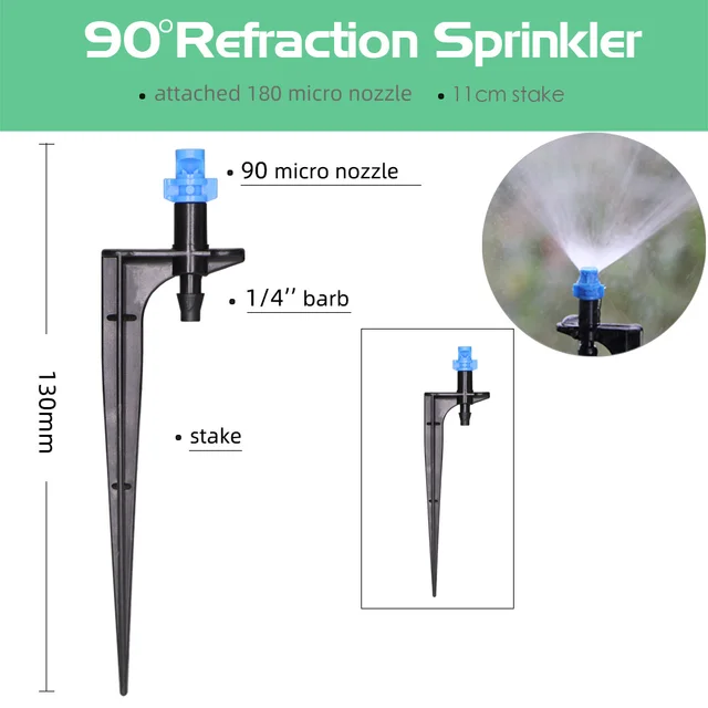 Rbcfhi 90/180/360 Fokos Mikro -Párás Fúvóka 11 Cm -Es Tétön 1/4 ' Barb Csatlakozó Kerti Üvegházhatású Öntözési Fúvókák - Image 5
