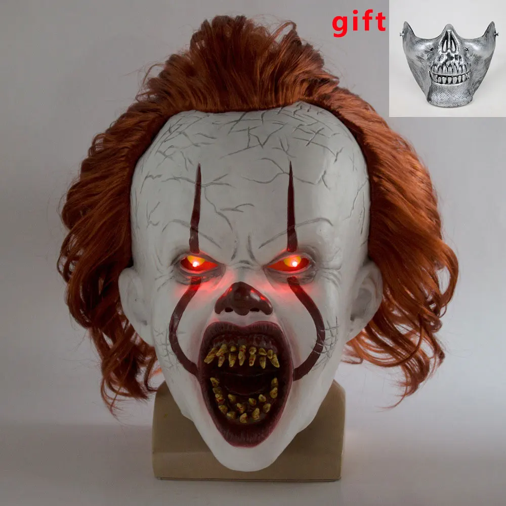 

Halloween Party Props LED Horror Clown Returning Soul 2 Clown Mask Role Playing Stephen Golden Clown Latex Mask Helmet Luminous