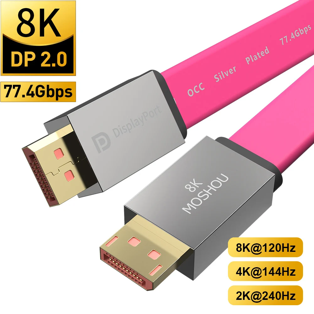 Порт дисплея 2 0 OCC кабель 8K @ 60Hz 120Hz 4K 144Hz 165Hz 2K 240Hz адаптер портов Port Adapter For Video PC Laptop TV