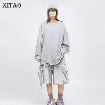 

XITAO Hole Hollow Out Casual Sweatshirts Women 2020 Spring Tide Fashion New Styles Long Sleeve Pullover O Neck Collar DMY4252