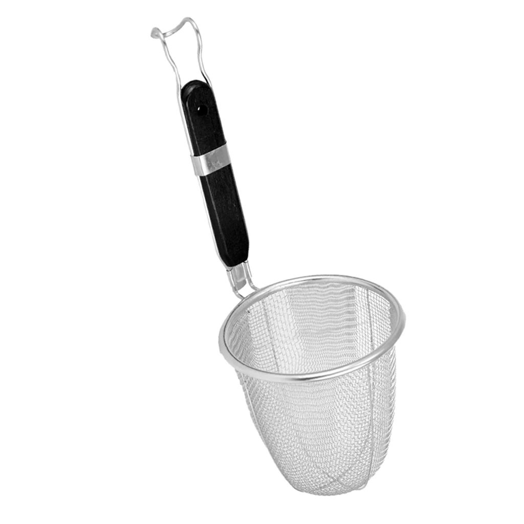 Colander Ladle Pasta Soup Hot Pot Stainless Steel BBQ Grill Cooking Tool for Frying Food, Spaghetti, Noodle Fat Oil Grease