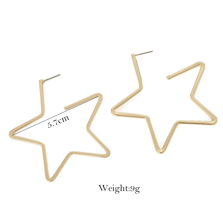 Женские серьги-кольца в форме большой звезды, золотые, серебряные, полая пентаграмма, серьги-кольца для женщин, массивные серьги